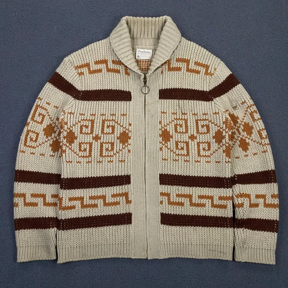 Vintage Pendleton Cardigan Sweater Mens XL Cowichan Aztec Big Lebowski Dude